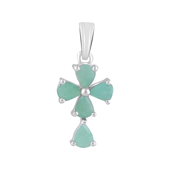 Серебряный крестик с изумрудом 1.385ct