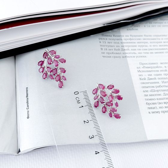 Серебряные серьги с рубином 7.925ct