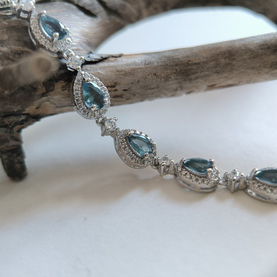 Серебряный браслет с топазом Лондон Блю 6.674ct