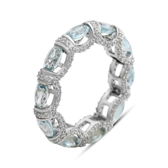 Серебряное кольцо с топазом 6.787ct, фианитами