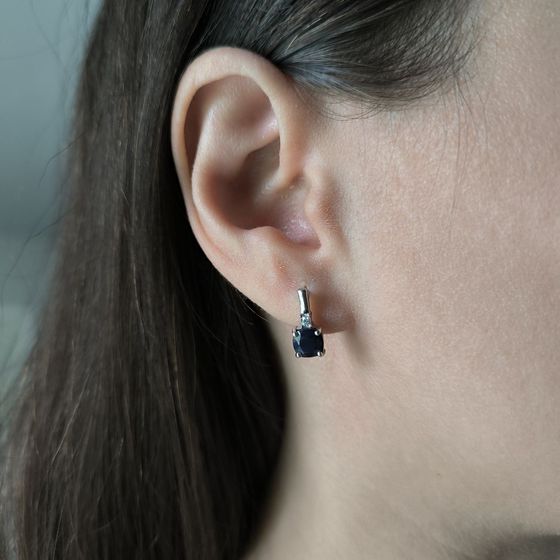 Серебряные серьги с сапфиром 2.757ct
