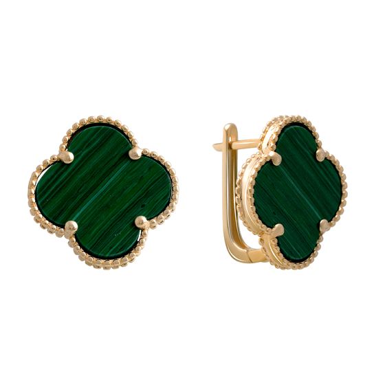 Золотые серьги с малахитом