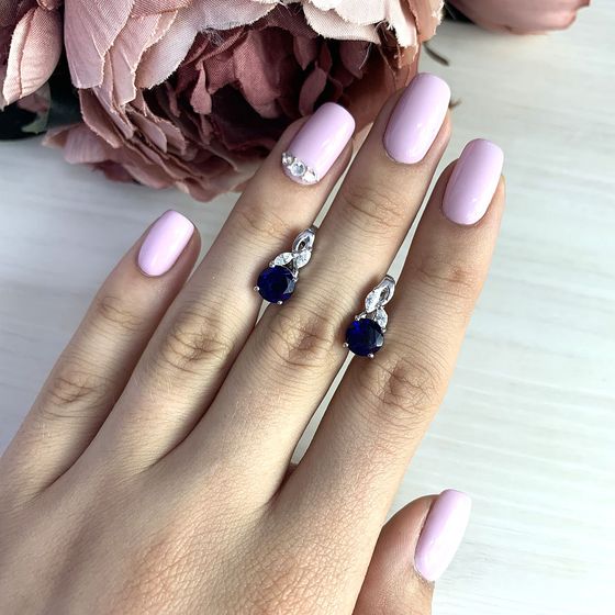 Серебряные серьги с сапфиром nano 2.717ct