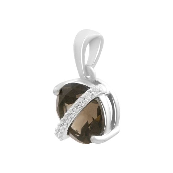 Серебряная подвеска с раухтопазом (дымчатым кварцем) 1.862ct, фианитами