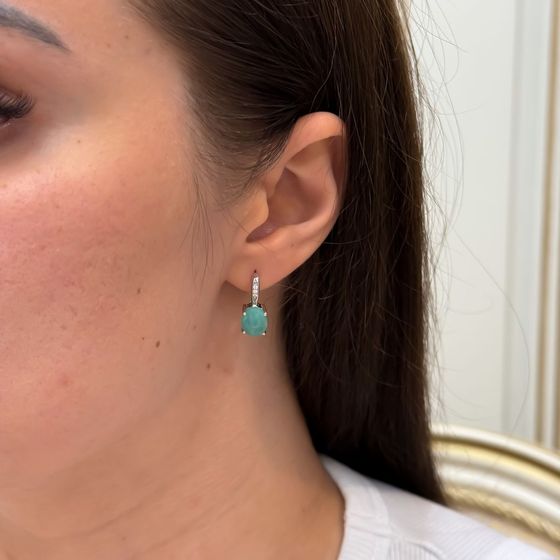 Серебряные серьги с изумрудом 4.782ct, фианитами