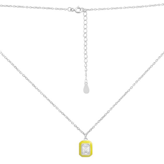 Серебряное колье с фианитами, емаллю