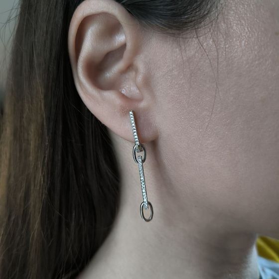 Серебряные серьги с фианитами