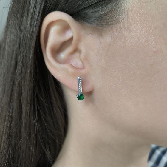 Серебряные серьги с изумрудом nano 0.969ct