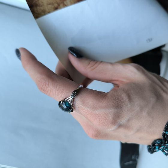 Серебряное кольцо с топазом Лондон Блю 3.363ct