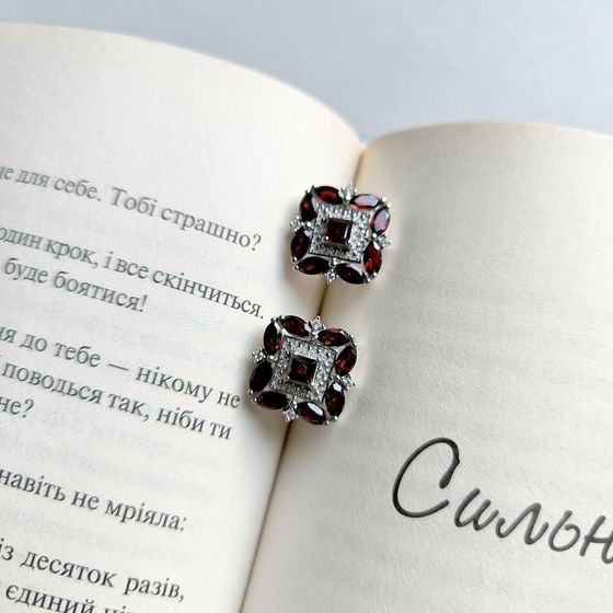 Серебряные серьги с гранатом 6.225ct