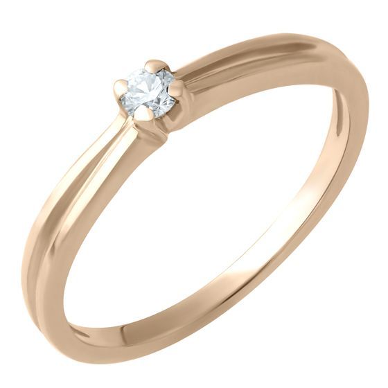 Золотое кольцо с бриллиантом 0.08ct