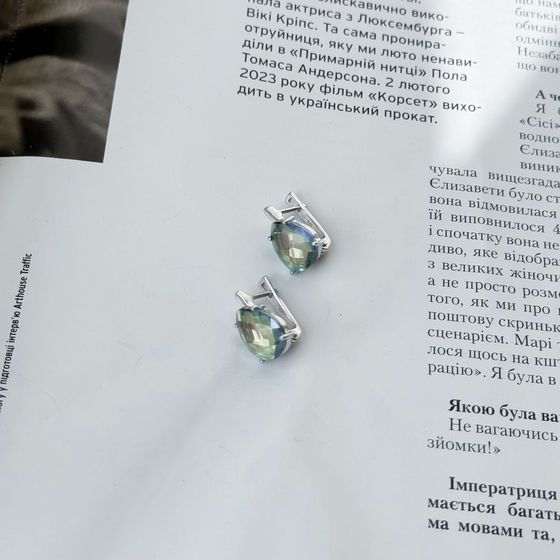 Серебряные серьги с мистик топазом 6.075ct