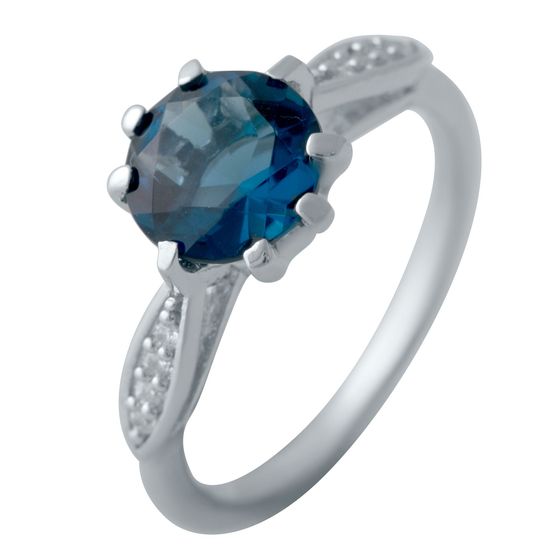 Серебряное кольцо с топазом Лондон Блю 1.629ct