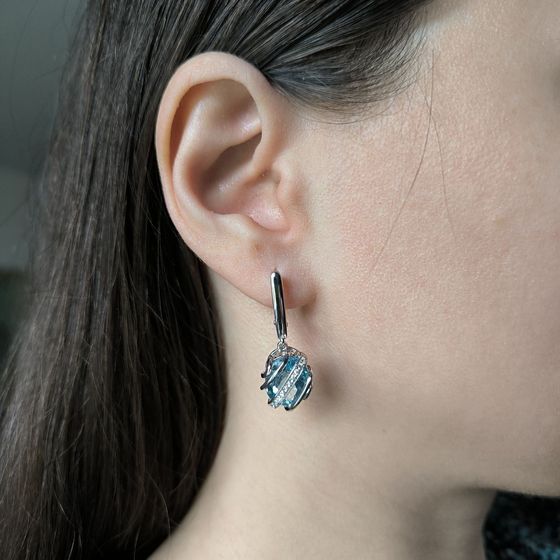 Серебряные серьги с топазом 11.96ct