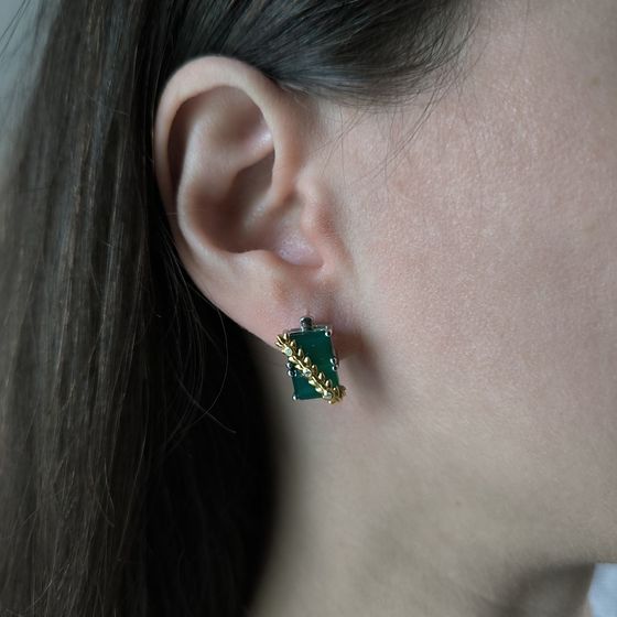 Серебряные серьги с агатом