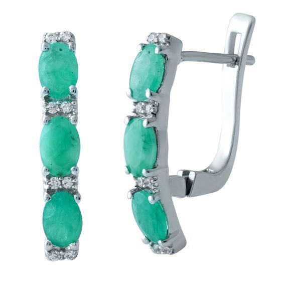 Серебряные серьги с изумрудом 1.349ct
