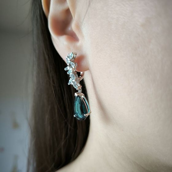 Серебряные серьги с топазом Лондон Блю 9.407ct, топазом