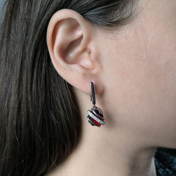 Серебряные серьги с гранатом 8.463ct