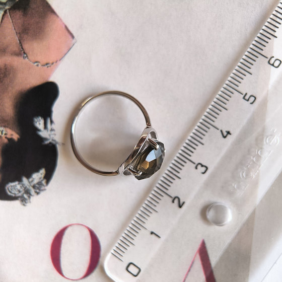 Серебряное кольцо с раухтопазом (дымчатым кварцем) 3.425ct