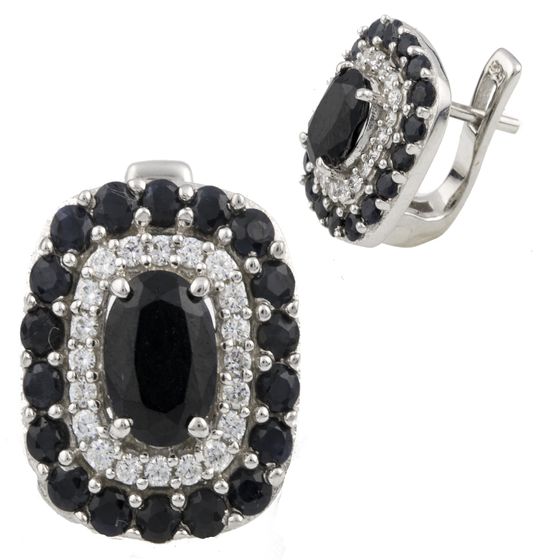 Серебряные серьги с сапфиром 4.338ct