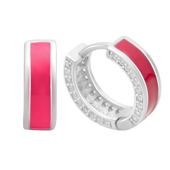 Серебряные серьги с фианитами, емаллю