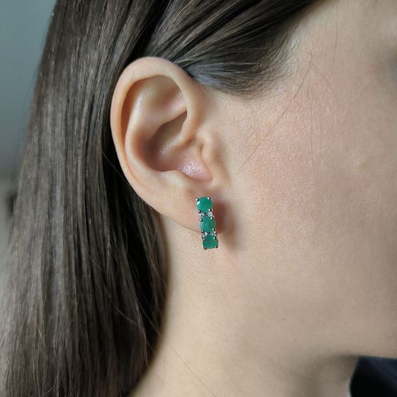 Серебряные серьги с изумрудом 3.263ct