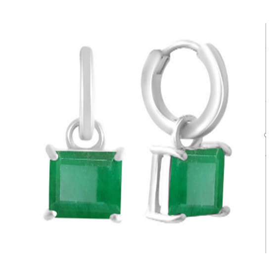 Серебряные серьги с изумрудом 4.217ct