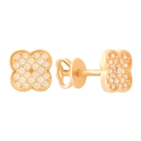 Золотые серьги с фианитами 0.48ct