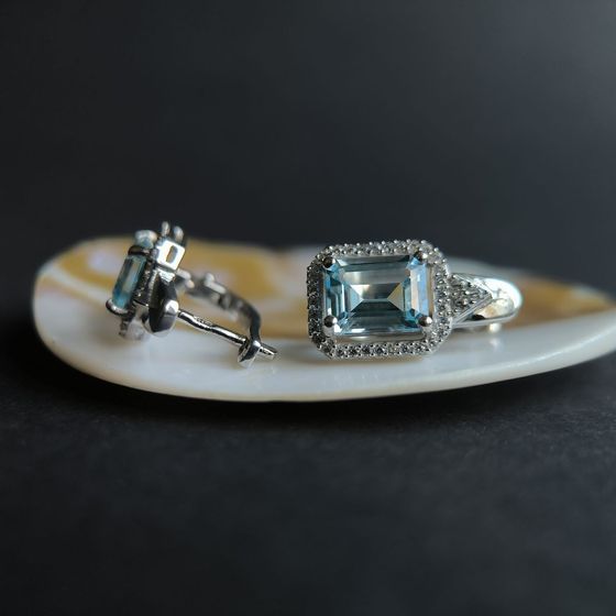 Серебряные серьги с топазом 6.572ct