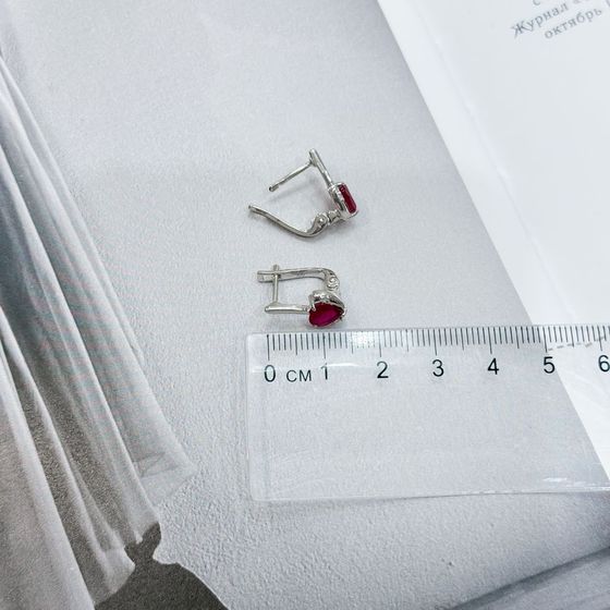 Серебряные серьги с рубином 2.118ct