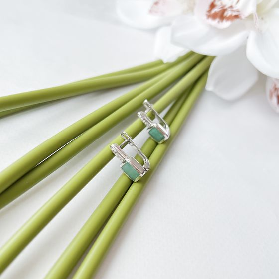 Серебряные серьги с изумрудом 2.13ct