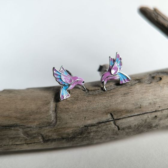 Серебряные серьги с емаллю