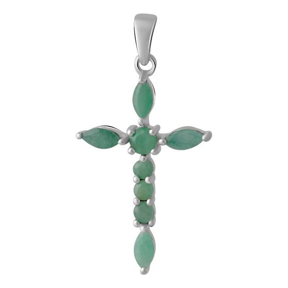Серебряный крестик с изумрудом 1.453ct