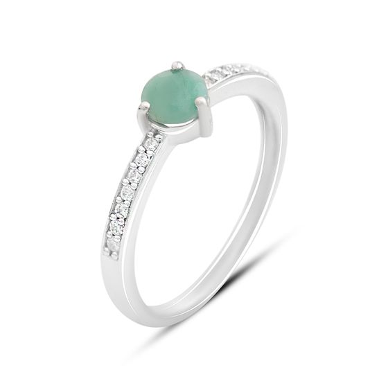 Серебряное кольцо с изумрудом 0.689ct, фианитами