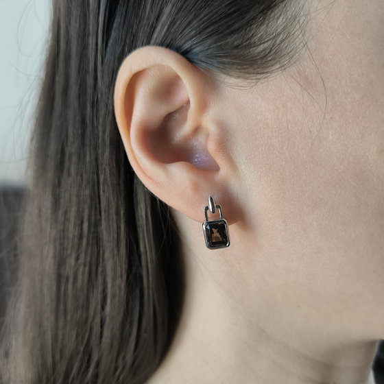 Серебряные серьги с раухтопазом (дымчатым кварцем) 2.808ct