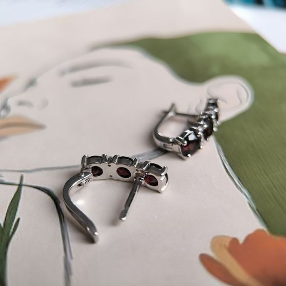 Серебряные серьги с гранатом 3.74ct