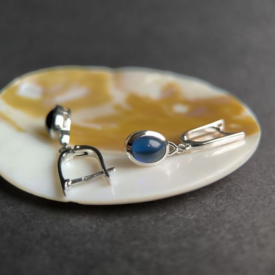 Серебряные серьги с сапфиром nano 2.113ct