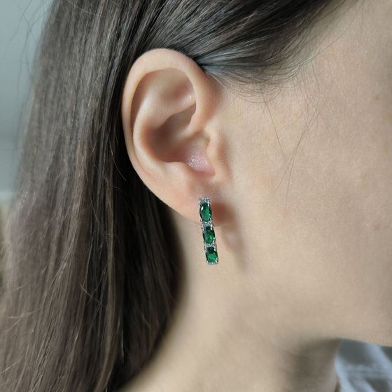 Серебряные серьги с изумрудом nano 8.565ct