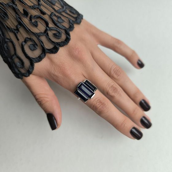 Серебряное кольцо с сапфиром nano 6.461ct