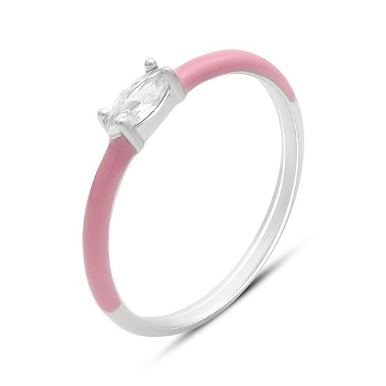 Серебряное кольцо с фианитами, емаллю