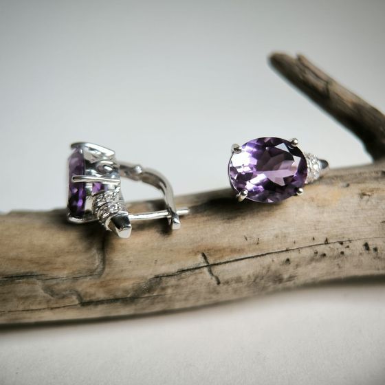 Серебряные серьги с аметистом 8.705ct