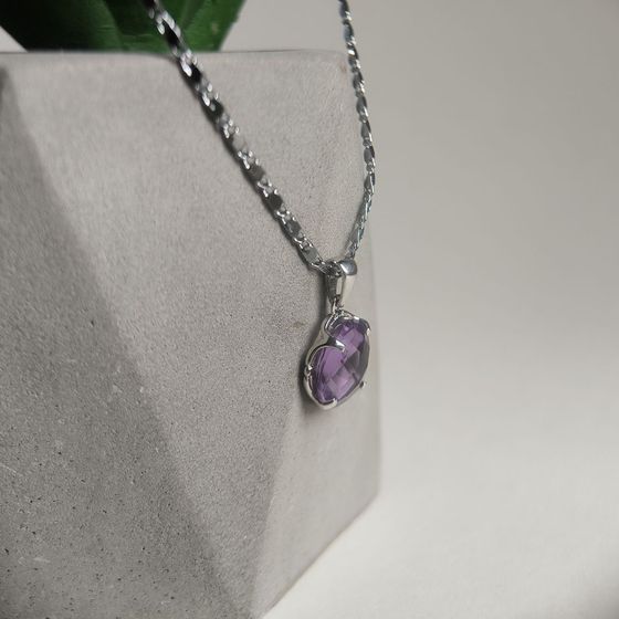Серебряная подвеска с аметистом 3.9ct