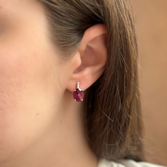 Серебряные серьги с рубином 6.488ct