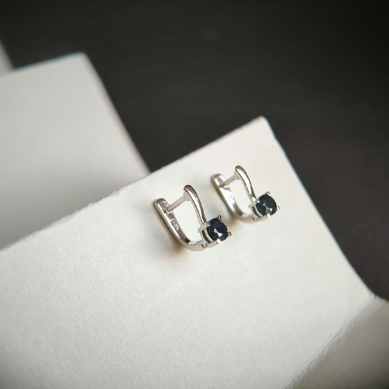 Серебряные серьги с сапфиром 1.28ct