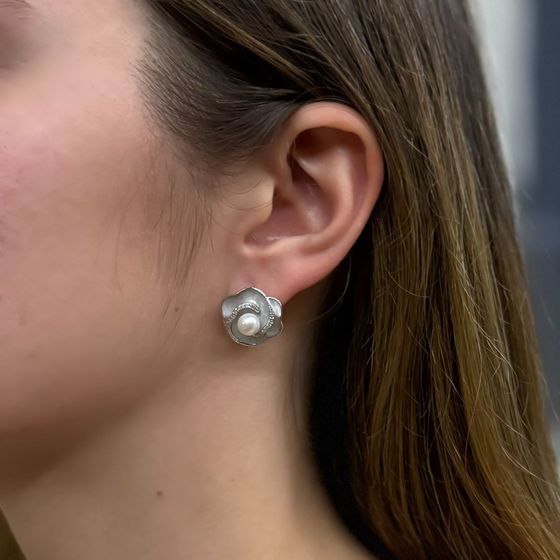 Серебряные серьги с жемчугом 4.275ct, перламутром