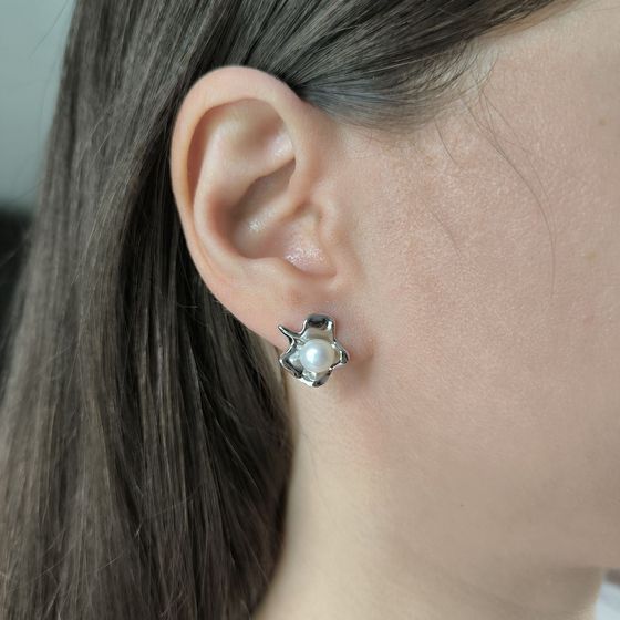 Серебряные серьги с жемчугом