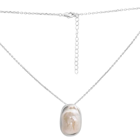 Серебряное колье с жемчугом барочным