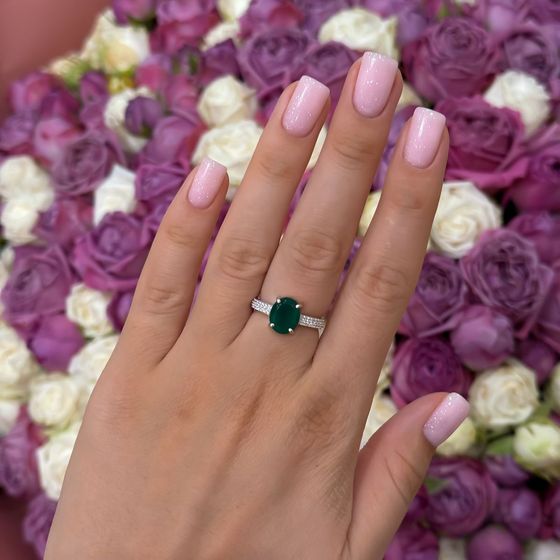 Серебряное кольцо с агатом 2.727ct, фианитами