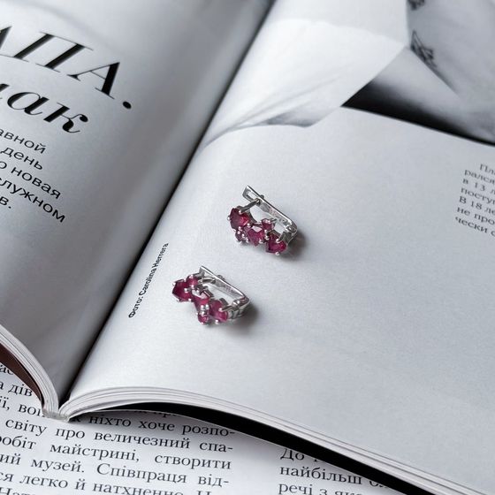Серебряные серьги с рубином 1.188ct