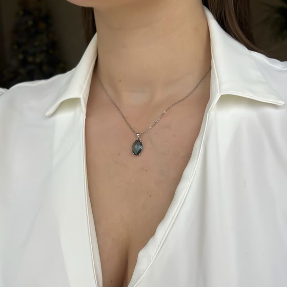 Серебряная подвеска с топазом Лондон Блю 4.84ct
